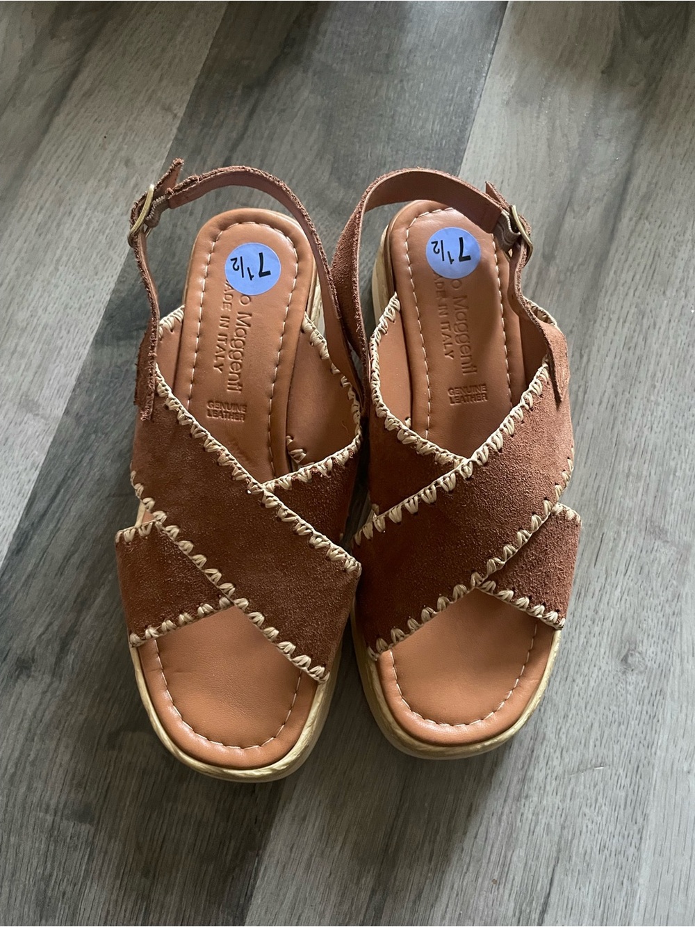 Suede Crisscross Slingback Sandals - Brown